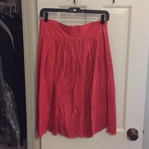 Tibi size 10 eyelet coral skirt